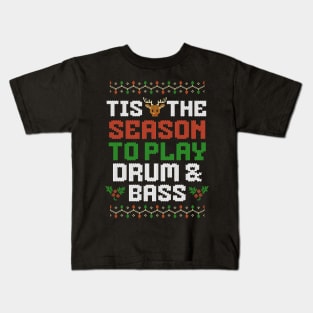 DRUM AND BASS  - Tis The Season Christmas (white) Kids T-Shirt